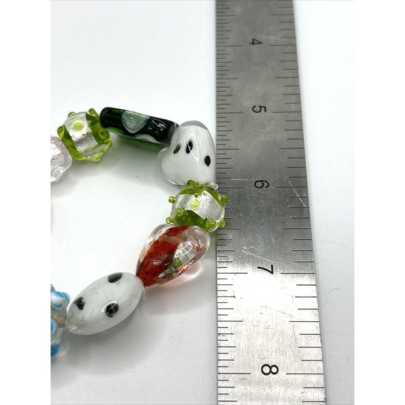 Art Glass Beads Multicolored Stretch Womens Bracelets Lot of 3 Fashion - Picture 10 of 13